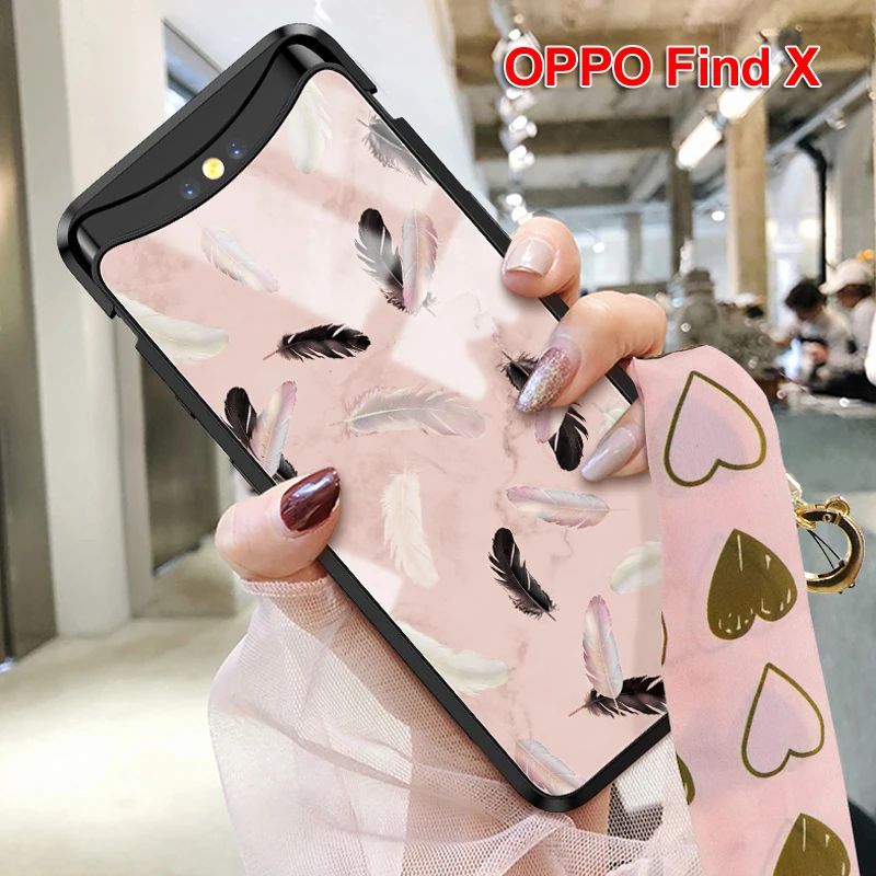 OPPO Find X чехол из закаленного стекла с рисунком единорога скользящий Case 6 42