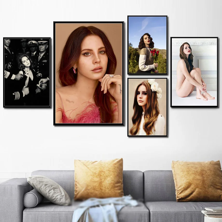 

Lana Del Rey Music Singer Model Canvas Poster Prints Photo Portrait Pictures Bar Cafe Wall Art Home Decor Mural