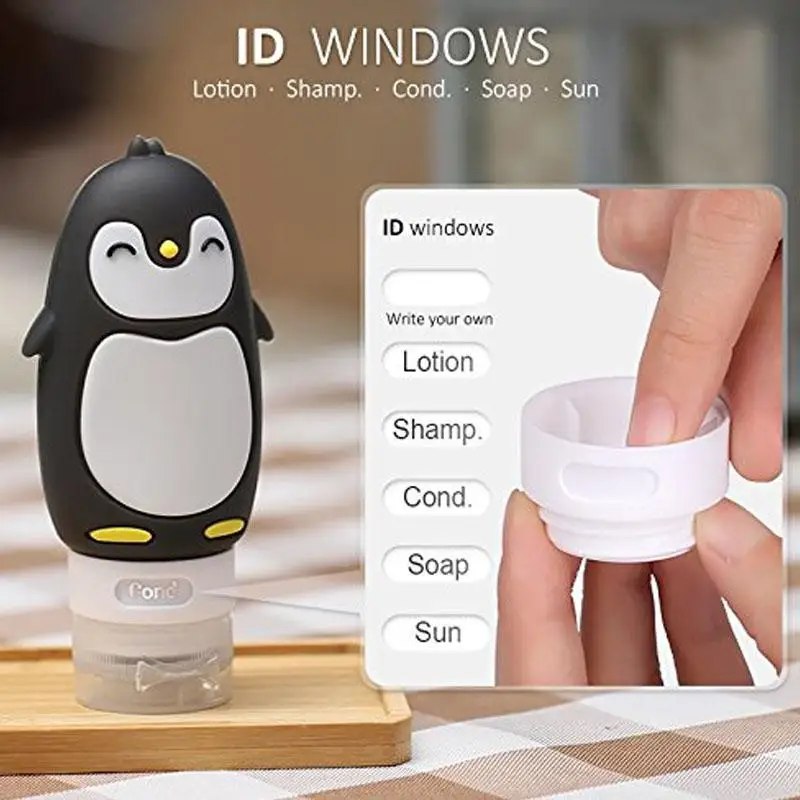 

Cute Cartoon Penguin Portable Silicone Travel Bottles Reusable Container Refillable Bottle for Shampoo Conditioner Liquid Lotion