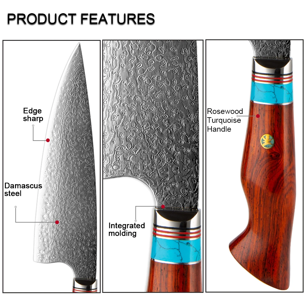 XITUO Damascus Butcher Knives Sharp professional Chef knife Cleaver VG10 Steel Kitchen Utility Cooking tools | Дом и сад