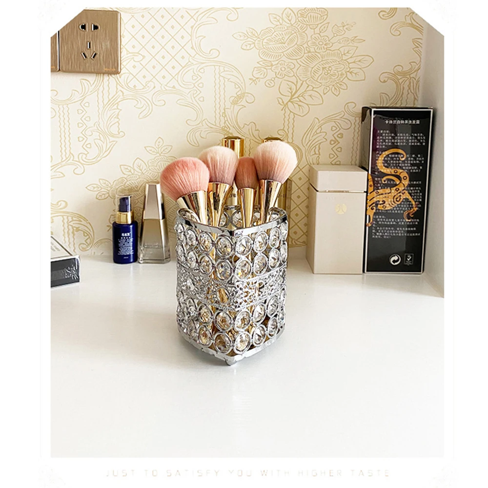 

Makeup Organizer Cosmetic Storage Box Crystal Nail Art Pen Holder Home Decor Make Up Tools Rack Table Crafts Holiday Gift