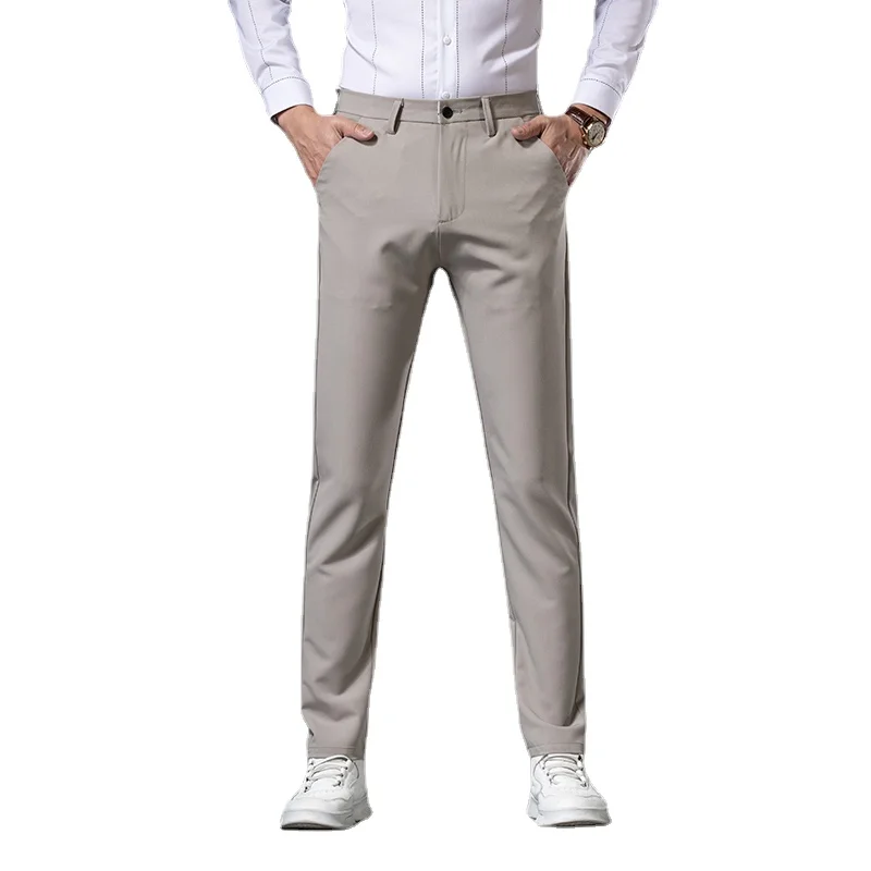 

Men Fashion Plus Size Four Season Comfortable Simple Versatile Straight Suits Pants Solid Color Stretchy Business Formal Trouser