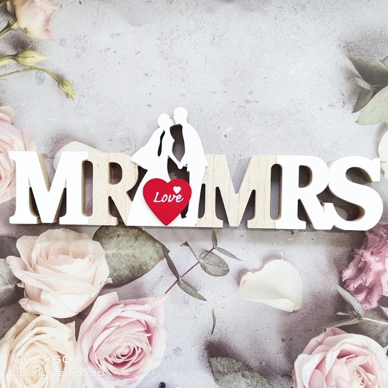 

Creative MR MRS Signs Couples Wooden Letter Alphabet Ornaments Wedding Party Home Decoration Photo Props