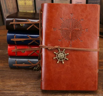 Ретро ноутбук A5 дневник винтажные Пираты; якоря PU кожаная записная книжка планировщик Органайзер путешественник журнал канцелярские принадлежности - Цвет: brown