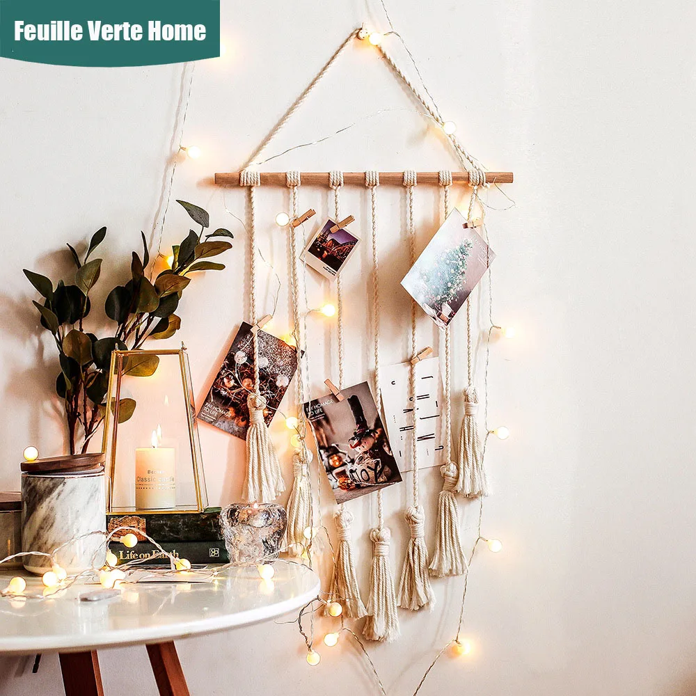 

Хлопковая веревка в стиле бохо, Тканый гобелен с кисточками ручной работы, домашний настенный фото подвесной креативный подарок, украшение ...