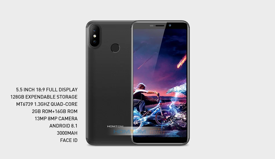 HOMTOM C2 5," 18:9 HD+ 4G смартфон Android 8,1 четырехъядерный 2 Гб ОЗУ 16 Гб ПЗУ мобильный телефон с функцией распознавания лица 3000 мАч