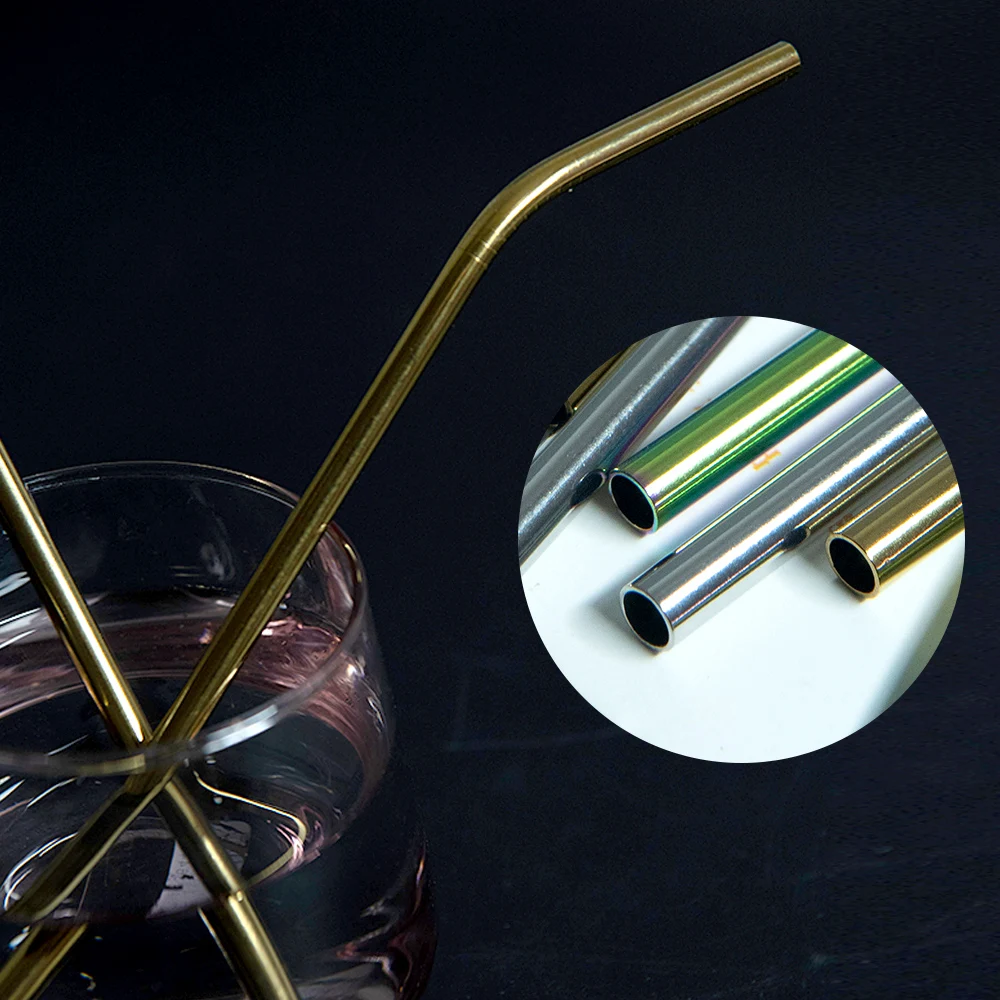 Лазерная цветная многоразовая соломинка из нержавеющей стали металлическая