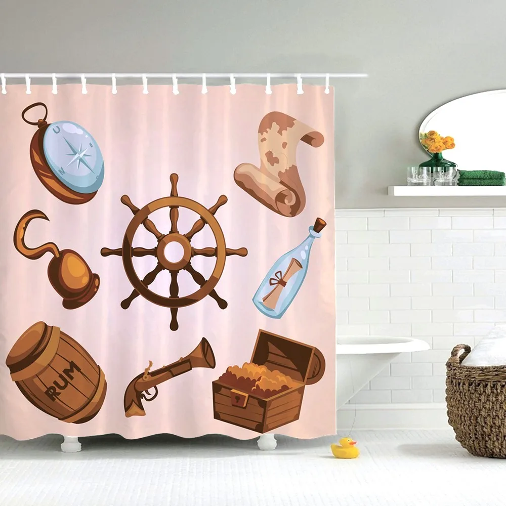 Занавеска для душа Dafield с силуэтом и лесным ландшафтом Летающие птицы тканевая