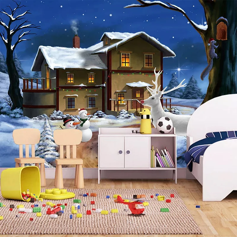 Пользовательские 3D фото обои для детской комнаты мультфильм снеговик фотообои