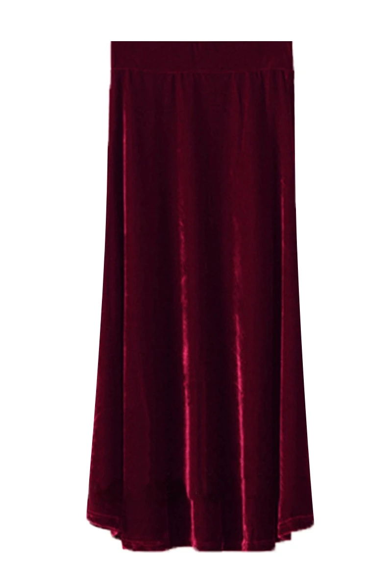 XS-10XL, модные длинные макси юбки трапециевидной формы для женщин, эластичная резинка на талии, зимняя велюровая плиссированная бархатная юбка на заказ