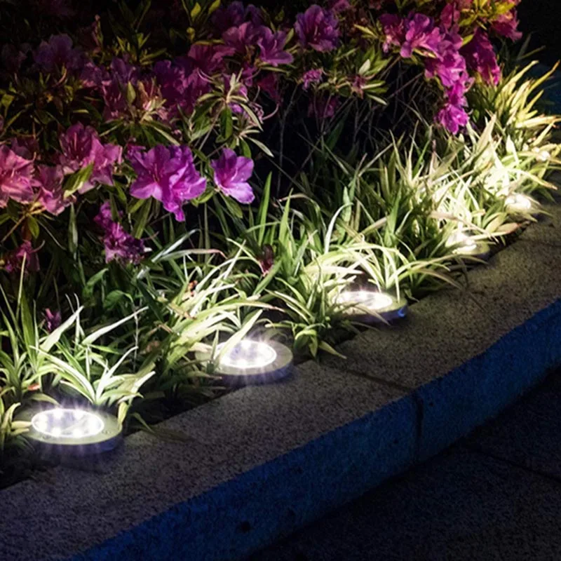 4Pcs Solar Powered Disk Light Underground Lights Stainless Steel Buried Floor Outdoor Garden Path Ground | Дом и сад