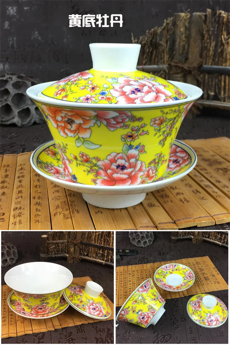 Sancai gaiwan Цзиндэчжэнь фарфор 200 мл восемь сокровища чайная чаша китайский синий и белый фарфор чайная чашка и блюдце набор