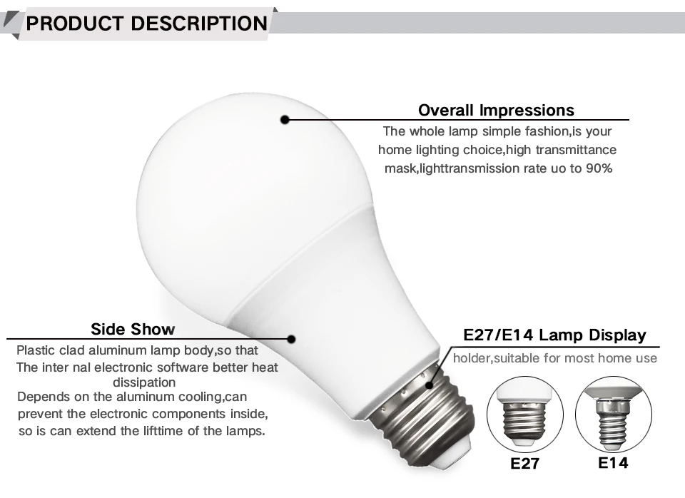 LED Bulb Lamps E27 E14 3W 6W 9W 12W 15W 18W 20W led Lampada Cold Warm White Light AC 220V 230V 240V Bombilla Spotlight