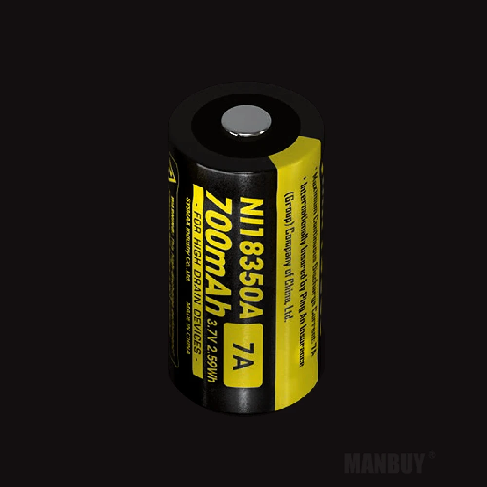 2021 NITECORE IMR18350 Перезаряжаемые Li Ion Батарея x2 штук + подарок фонарик 700 мА/ч RCR123A 16340