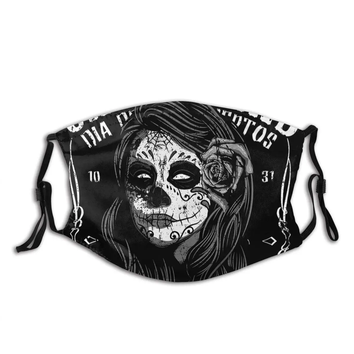 

Calavera Sugar Skull Non Disposable Printed Mouth Face Mask Anti Wind Dustproof with Filters Winter Protection Cover Muffle