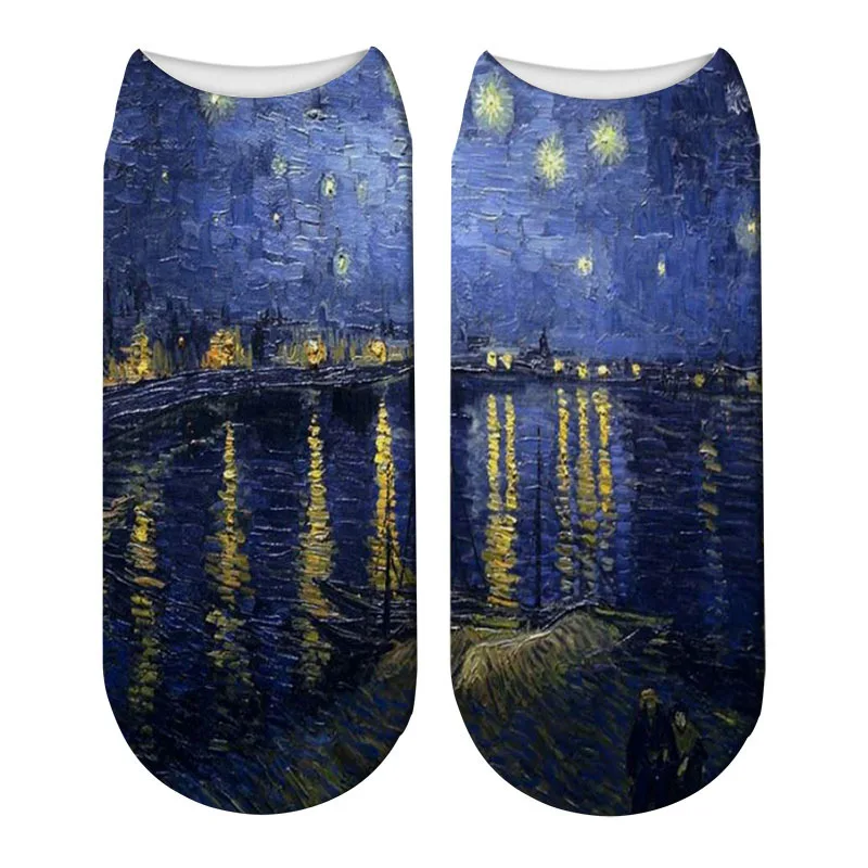 

YGYEEG Autumn Winter Retro Socks Women New Art Van Gogh Mural World Famous Oil Painting Series Female Socks Funny Star Sky Sock