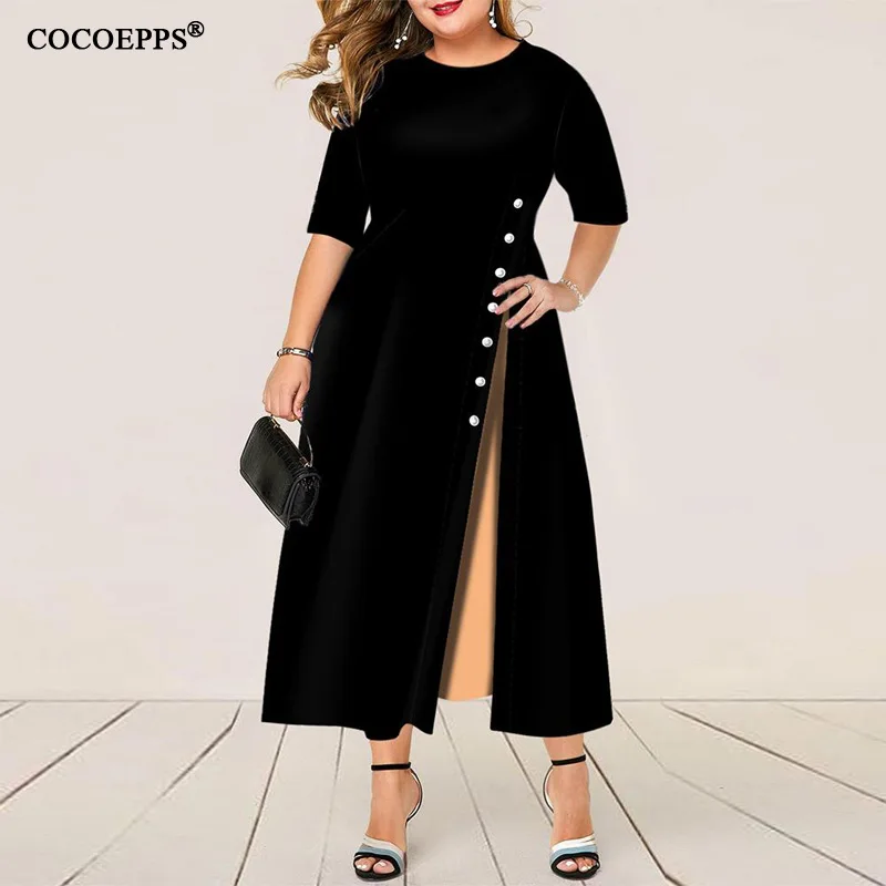 L-4XL длинное платье в стиле пэчворк вечернее Праздничное Платье макси с разрезом