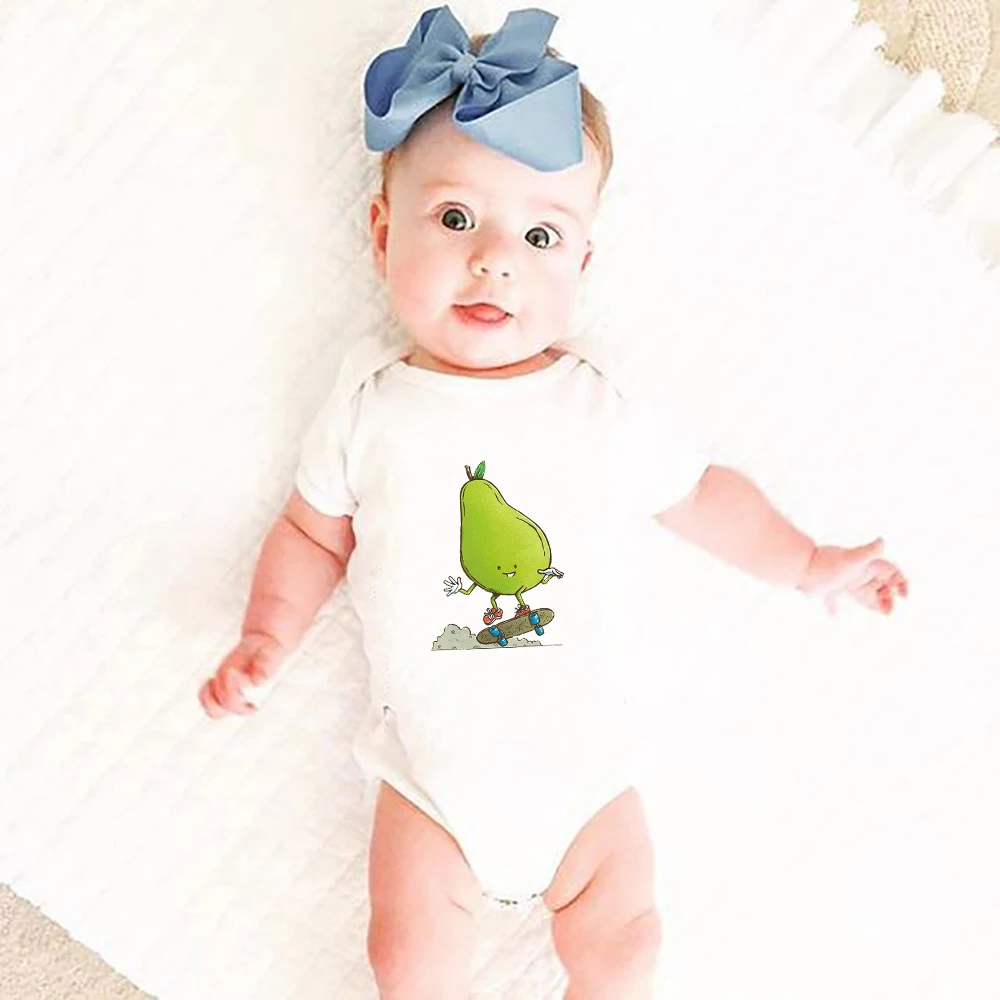 

Avocado Cartoon Baby Clothes Summer 2021 New Baby Girl Body Aesthetic Pretty Newborn Baby Bodysuits Cozy Short Sleeve Pajamas
