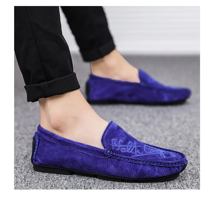 Мужская обувь; Замшевые мужские лоферы; Повседневная обувь; Chaussures; слипоны на плоской подошве; ботинки на низкой платформе; zapatos hombre; синие лоферы