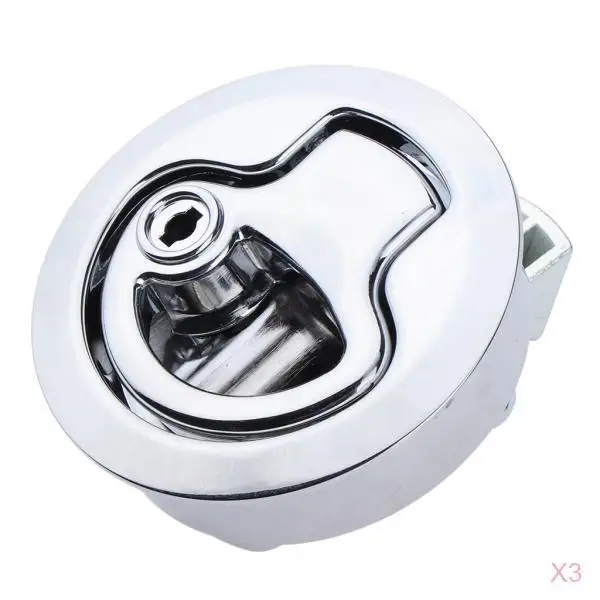 

3 Pack Marine Gate Slam Latch Keyed Locking 2 inch 50mm, 316 Stainless Steel Boat Hatch Lift Handle