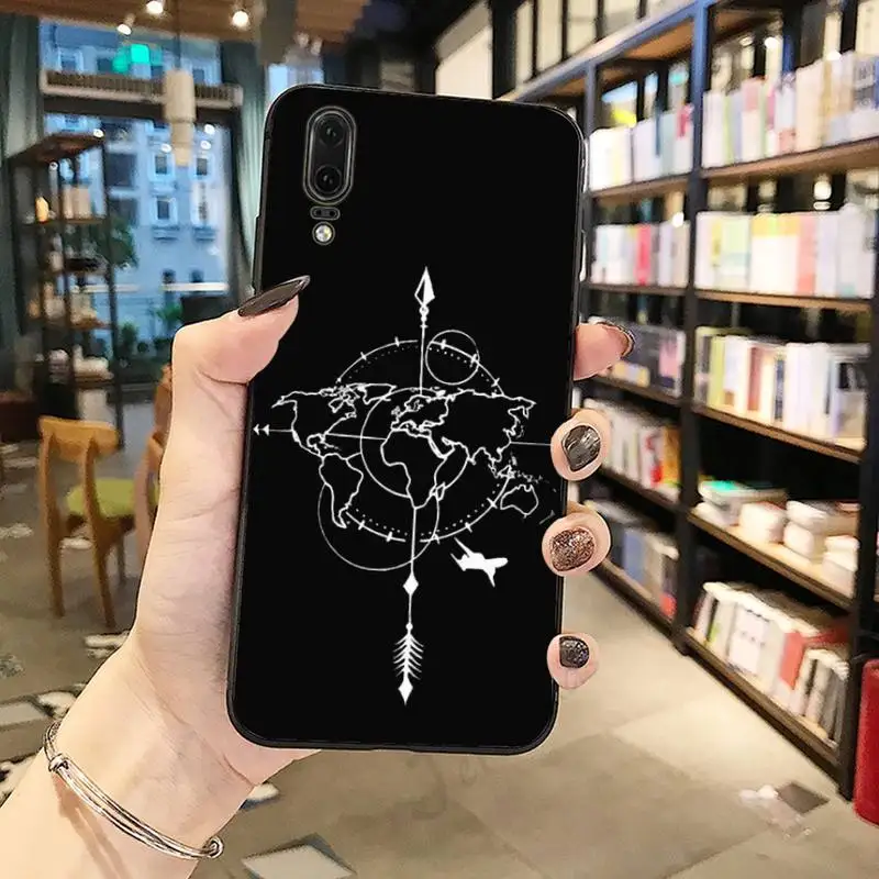 

world map travel Black and white simplicity Phone Case For Huawei honor Mate P 10 20 30 40 Pro 10i 9 10 20 8 x Lite