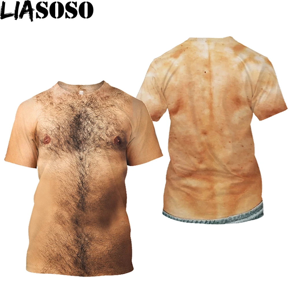Футболка LIASOSO с 3D принтом на груди для мужчин и женщин Облегающая рубашка уличная