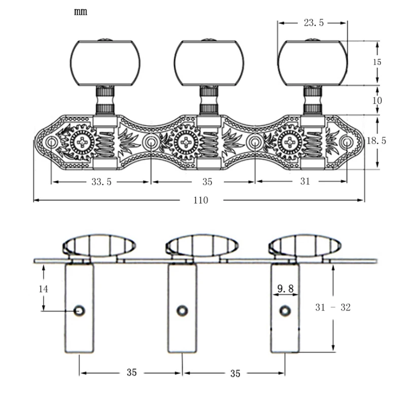 Набор Старинных Акустических Гитарных колышков для тюнинга Гитарные тюнеры