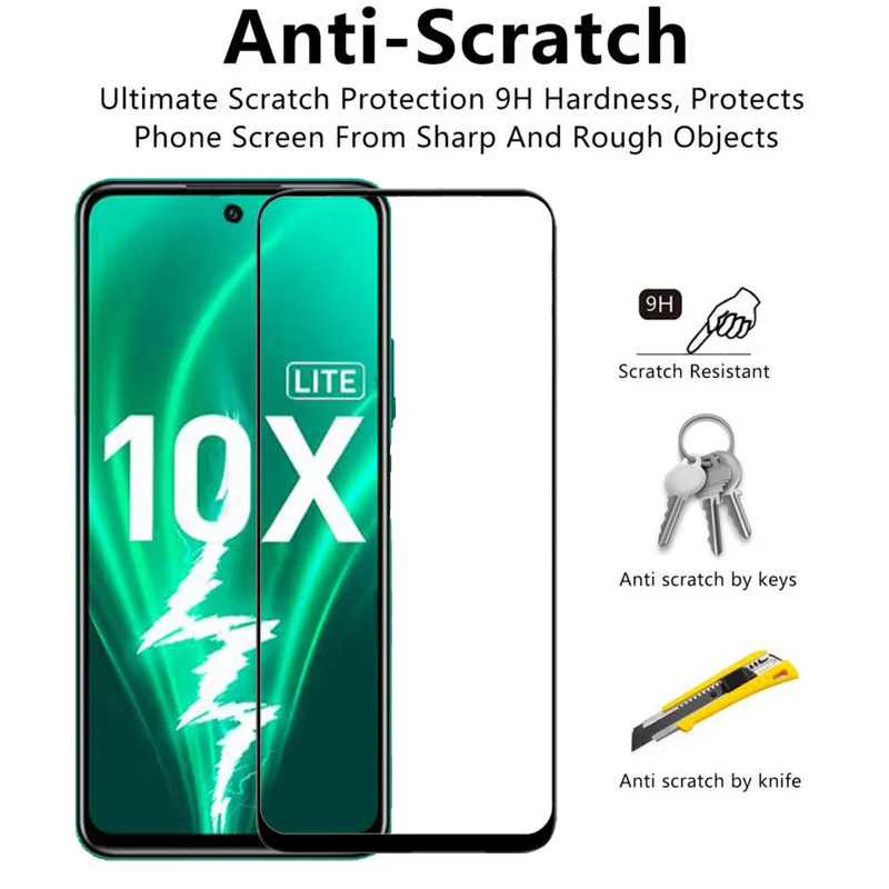 

4-in-1 9D GLass Film Honor-10x-lite Tempered Glass Huawei Honor 10xLite Protective Glass Honor10x lite Screen Protector DNN-LX9