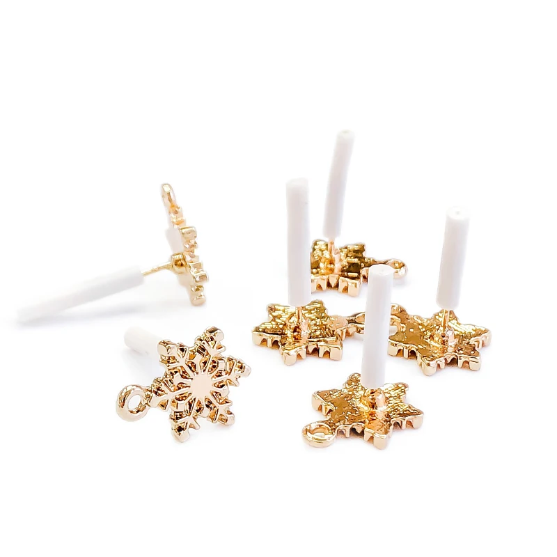 

KC Gold Color Plated Snow Shape Stud Earring Setting Diy Material Connector Linker Earring Accessories Jewelry Component 10pcs