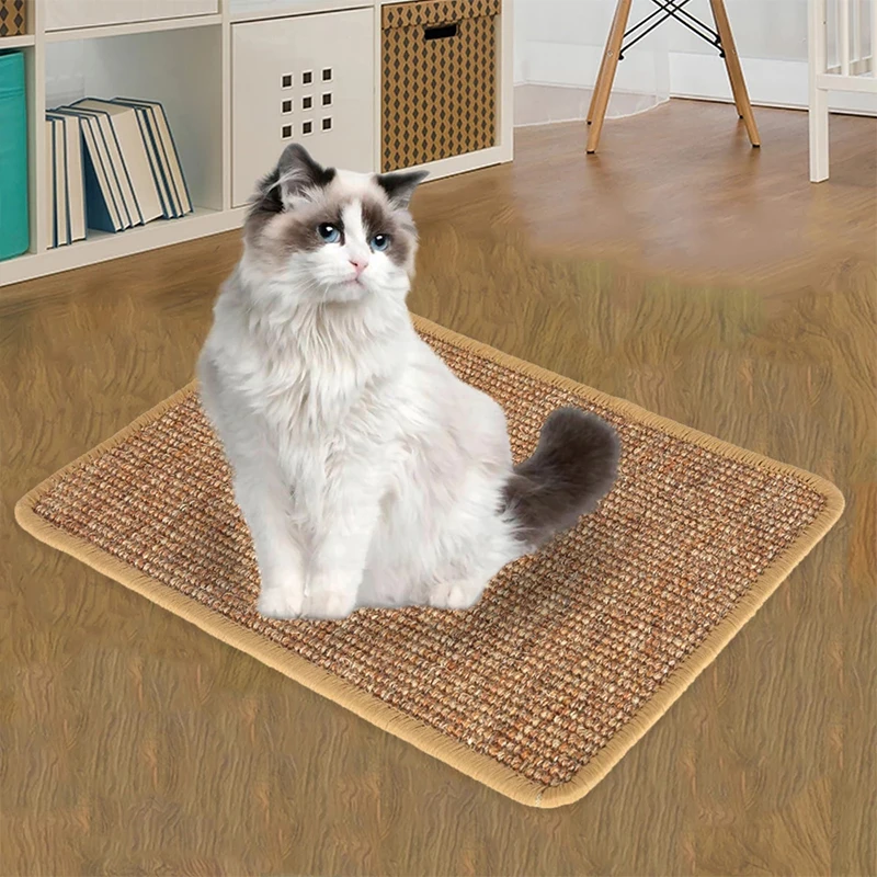 

Linen Cat Scratcher Board Mat Rectangle Hand Weaving Kitten Climbing Pad Chair Table Furniture Protector Pet Toys