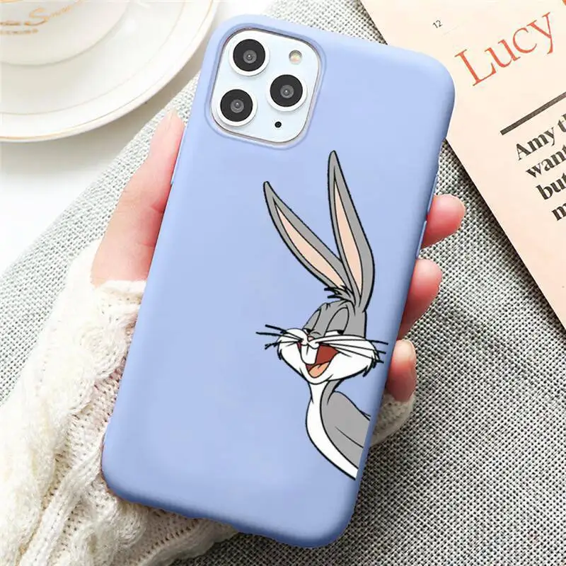 

Bugs Bunny cute cartoon rabbit Phone Case Candy Color for iPhone 6 7 8 11 12 s mini pro X XS XR MAX Plus