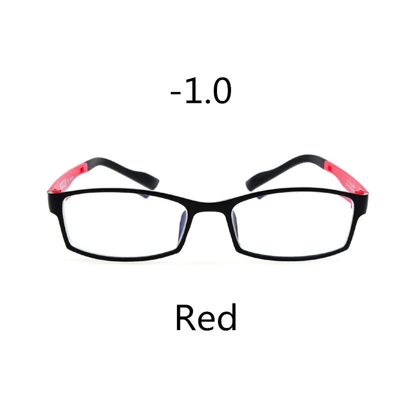 Red -1.0 Seemfly ультра светильник анти-синий светильник маленькая оправа Очки для близорукости женские и мужские классические готовые очки для близоруких диоптрий-1,0~ 4,0 - Цвет оправы: Red -1.0