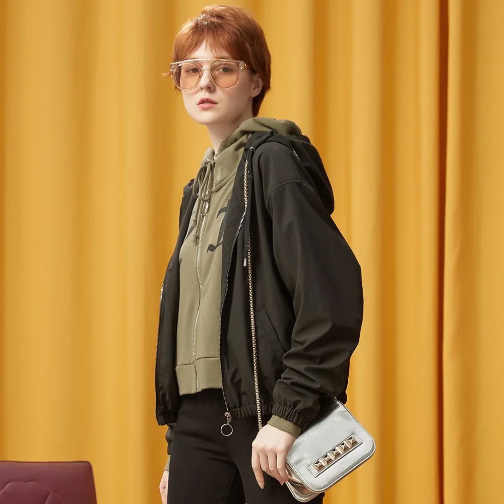 Metersbonwe модная ветровка Женская Осенняя куртка Повседневная Базовая бомбер