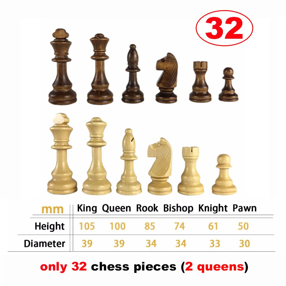32 chess pieces 32 или 34 деревянные шахматы Высота короля 105 мм шахматы высокое качество Шахматный набор стандартные шахматы с ПУ шахматной доской IA8 - Цвет: 32 chess pieces