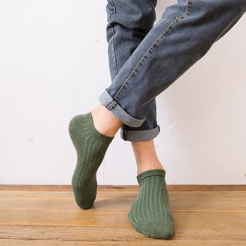 Хлопковые мужские летние носки модные однотонные повседневные короткие 3 пар/лот