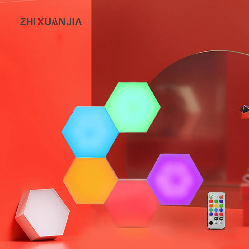 Чувствительный к касанию квантовый светильник RGB шестиугольный модульный