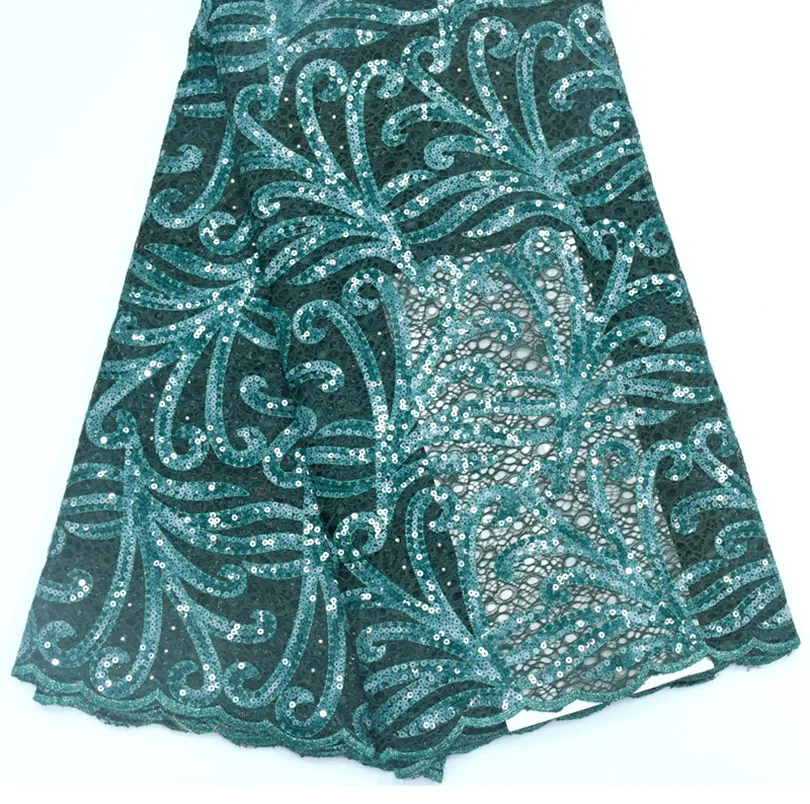 Green lace Великолепная Африканское свадебное платье кружевная ткань последняя Тюлевая кружевная ткань с блестками нигерийские вечерние платья ткань асоби кружева - Цвет: Green lace