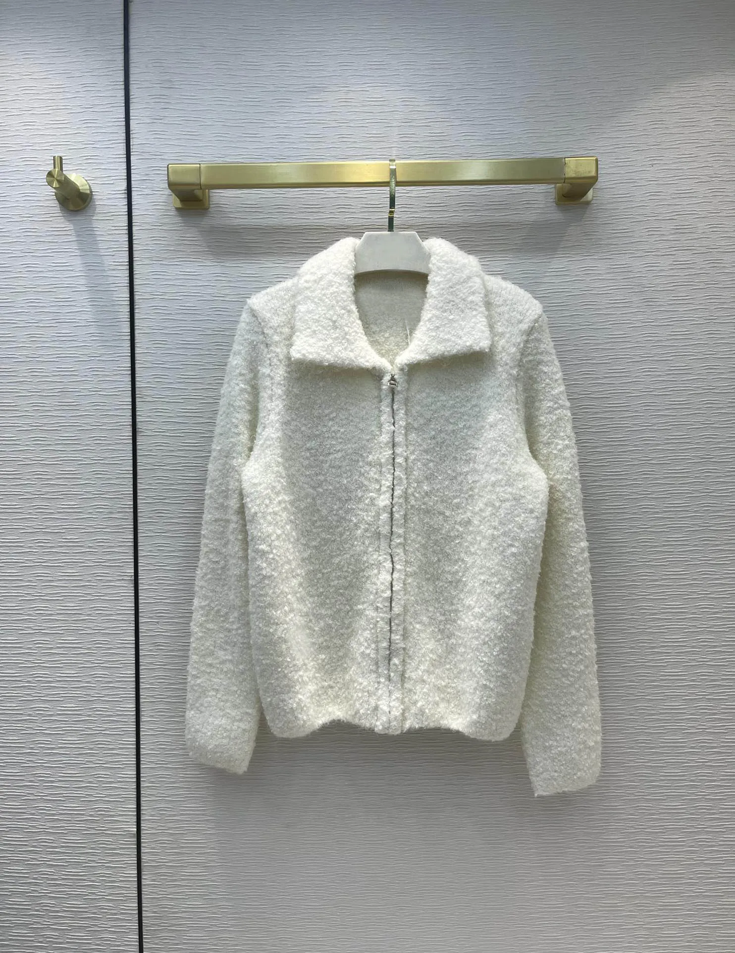 

Top Quality Knitted Wool Coats for Women Fashion Lapel Design Long Sleeve Coat Luxury Brand Zipper Tweed White Coats Winter 2021