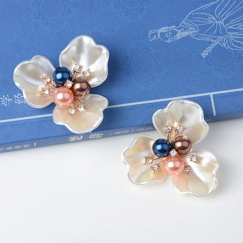 

10pcs/lot Retro Style Bridal Headwear Three-color Pearl Flower Alloy Jewelry Accessories DIY Making Headwear Headband Material