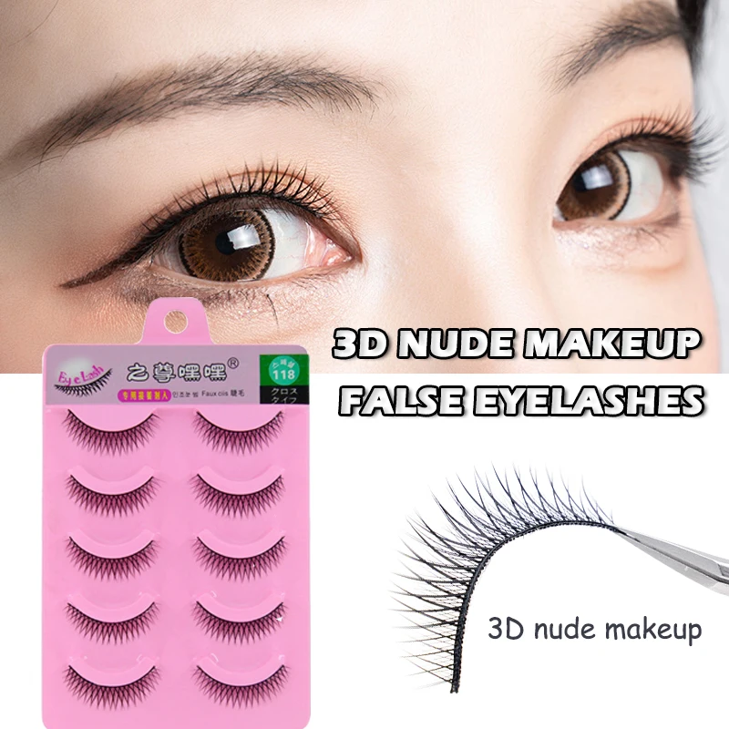 

Handmade five-pair of false eyelashes makeup eyelashes natural soft easy to wear 3D false eyelashes long eyelashes