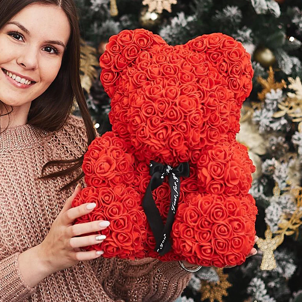 

Романтическая искусственная Роза медведь 40 см подарок на день Святого Валентина романтические украшения для свадьбы медведь любовь подаро...
