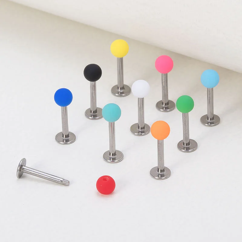 

10PC Colorful Acrylic Labret Monroe Lip Ring Bar Tragus Helix Ear Stud Barbell Cartilage Earring Daith Piercing Body Jewelry 16G