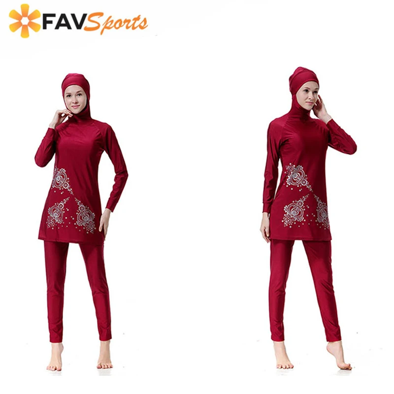 2019 Женская одежда для плавания с цветочным принтом мусульманская хиджаб мАч