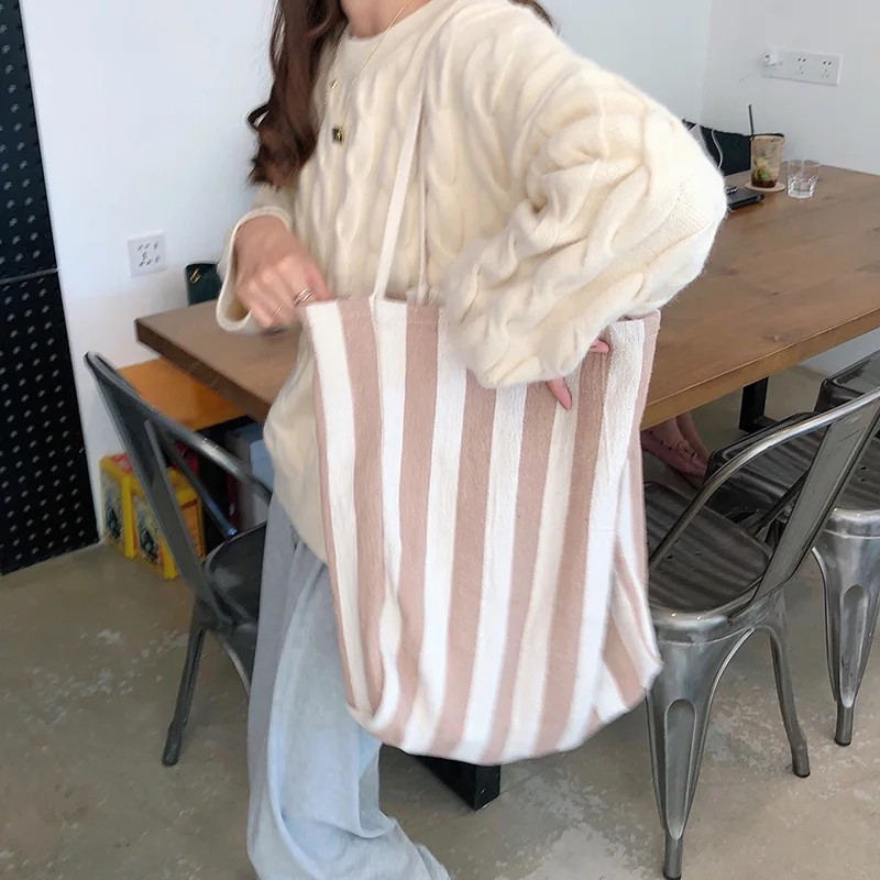 Youda большая вместительность простая полосатая Холщовая Сумка Классический