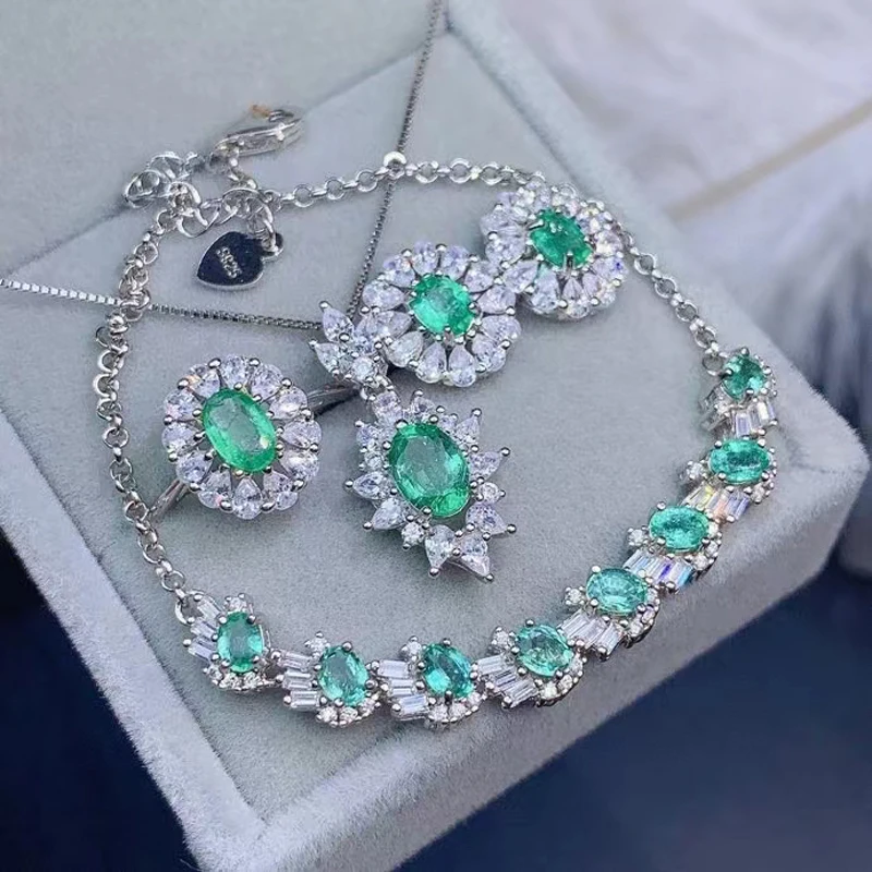 

Комплект из колье, серёг и браслета, из серебра 925 пробы