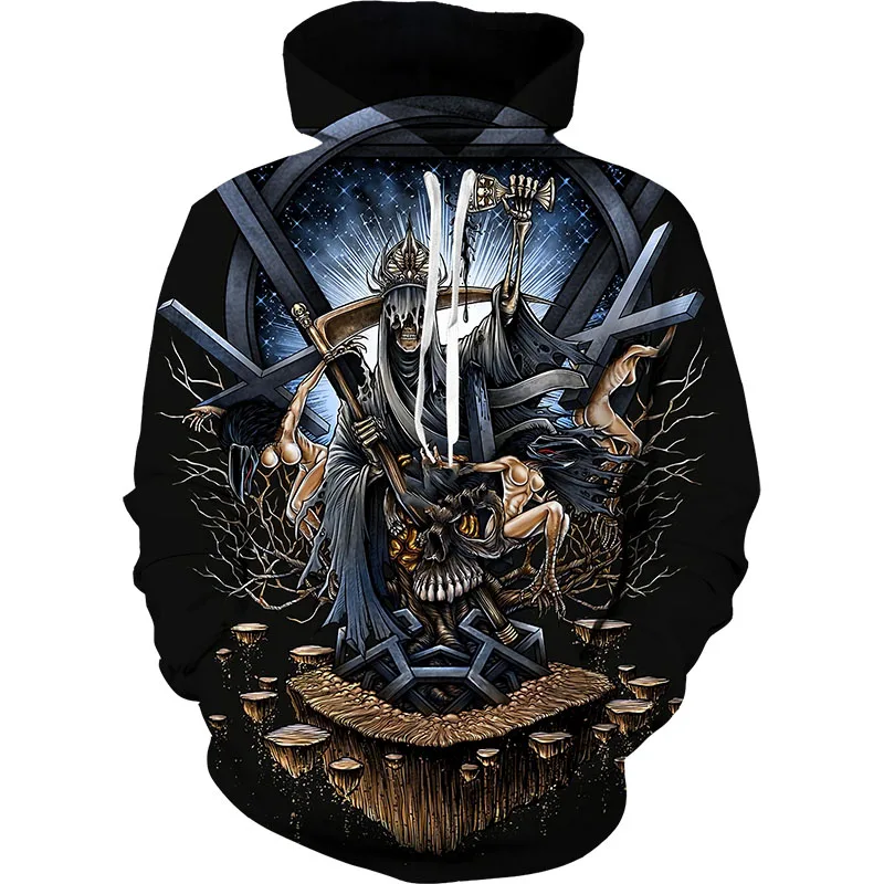 

Autumn Winter Fashion Men Horror Skulls 3D Printed Hooded Hoodies Men / Women's Skulls Design Sweatshirts 3D Harajuku Hoody