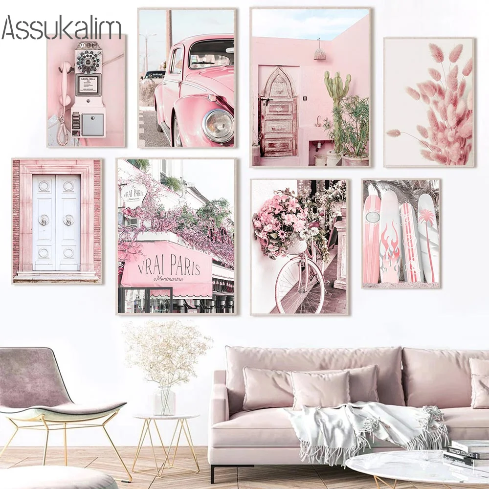 

Scandinavian Canvas Art Picture Romantic Flower Poster Car Skateboard Painting Nordic Wall Picture For Living Room Decoration