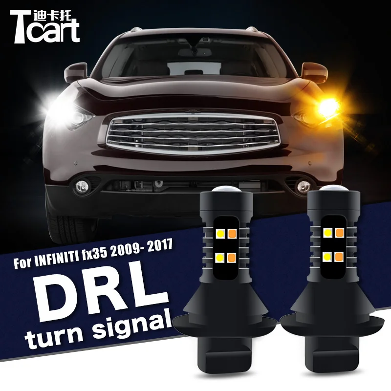 

2PCS Led drl Daytime Running Light Turn Signal 2IN1 Car accessories For Infiniti FX35 FX37 FX50 QX70 (S51) 2009-2017
