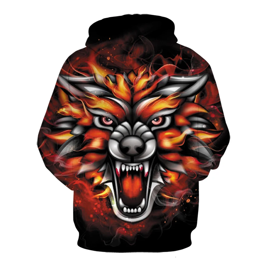 5XL волк толстовки мужские пальто крутые 3d принт мужские толстовки Модный пуловер 3D толстовки с капюшоном уличная одежда с карманом