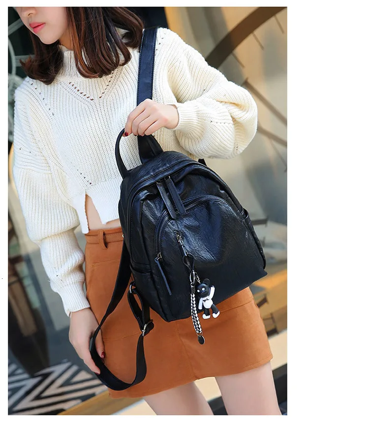 Женский рюкзак Aliwilliam черный из искусственной кожи для путешествий маленькая